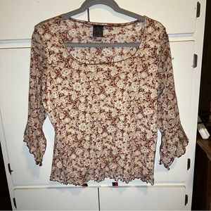 Women’s pattern blouse mid sleeve ruffled